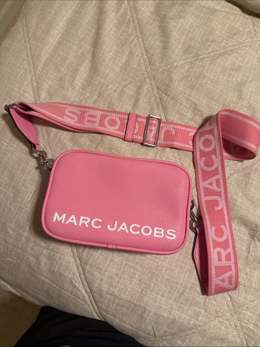 Marc Jacobs Bubblegum Pink Camera Crossbody with Logo Patch